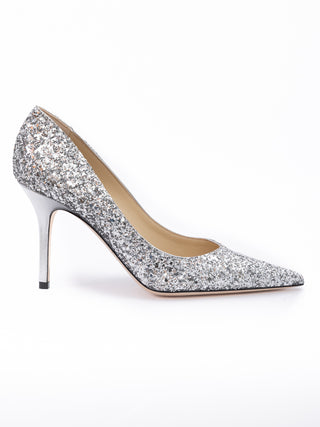 Silber Grobglitzerstoff Agnes Pumps
