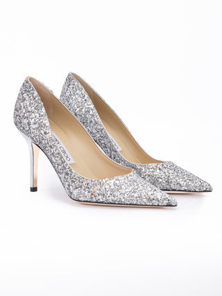 Silber Grobglitzerstoff Agnes Pumps