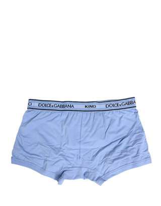 Ropa interior tipo bóxer regular para hombre de algodón azul claro  
