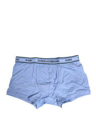 Ropa interior tipo bóxer regular para hombre de algodón azul claro  