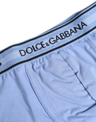 Ropa interior tipo bóxer regular para hombre de algodón azul claro  