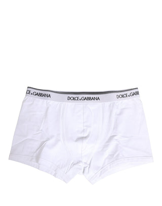 Weiße Logo-Baumwollboxer mit Taillenbund