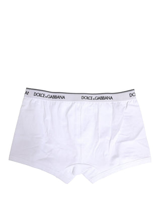 Weiße Logo-Baumwollboxer mit Taillenbund