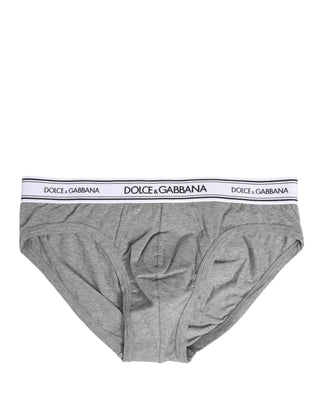 Grauer Logo-Bund Herren Midi Slip Unterhose