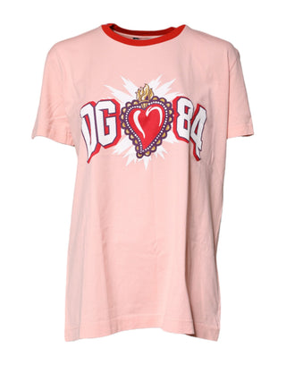 Rosa DG 84 T-Shirt aus Baumwolle mit Heiligem-Herz-Print