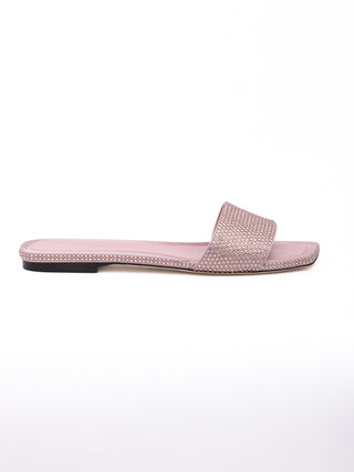 Pink Satin Crystal Clovis Flat