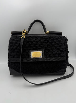DOLCE & GABBANA Sicily Handtasche aus Pythonleder und Makramee