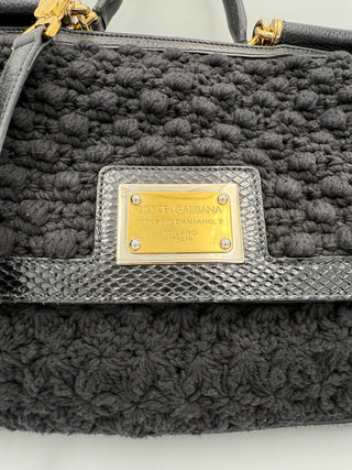 DOLCE & GABBANA Sicily Handtasche aus Pythonleder und Makramee