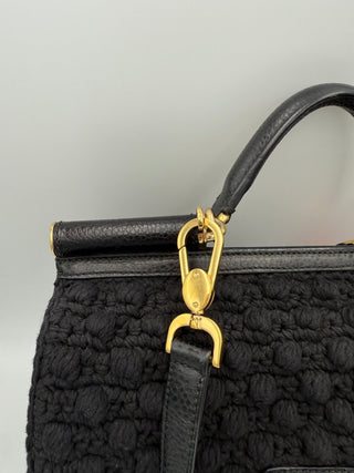 DOLCE & GABBANA Sicily Handtasche aus Pythonleder und Makramee