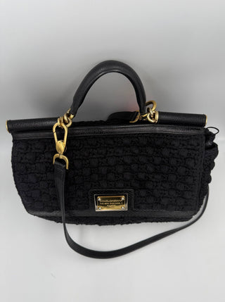 DOLCE & GABBANA Sicily Handtasche aus Pythonleder und Makramee