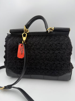 DOLCE & GABBANA Sicily Handtasche aus Pythonleder und Makramee