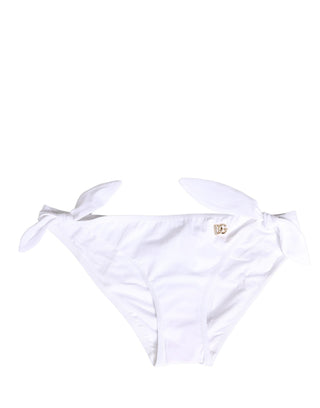 Weißes Nylon-Bikiniunterteil mit DG-Logo