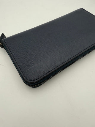 PRADA Zip in Blue Saffiano Wallet
