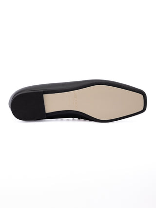 Schwarze Leder Mirele Ballerina mit Kuppelnieten