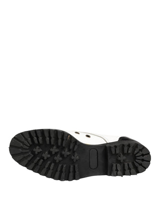 Black White Leather Derby Shoes