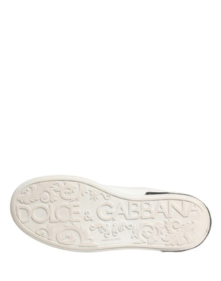 White Black Portofino Leather Sneakers Shoes