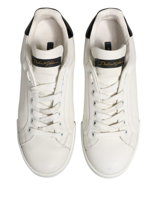 White Black Portofino Leather Sneakers Shoes