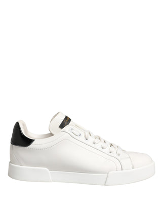 White Black Portofino Leather Sneakers Shoes
