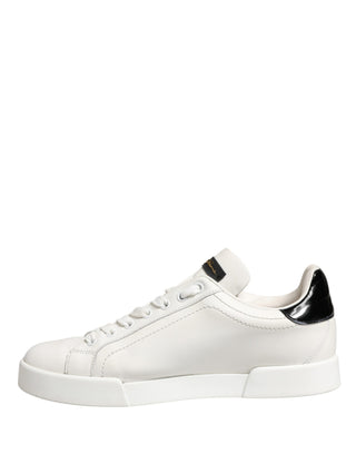 White Black Portofino Leather Sneakers Shoes