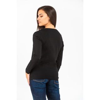 Schwarzes Langarm-T-Shirt aus Baumwolle