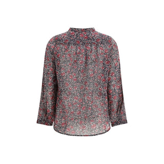 Camisa morada de algodón con estampado  