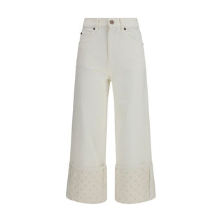 White Cotton Straight-Leg Jeans