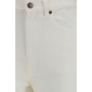 Jeans de algodón blanco de pierna recta