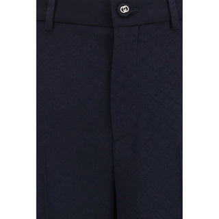 Blue Viscose Casual Pants