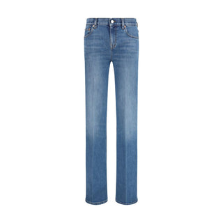 Jeans acampanados azules de algodón
