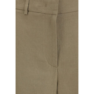 Beige Linen Casual Pants