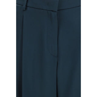 Blue Silk Casual Pants