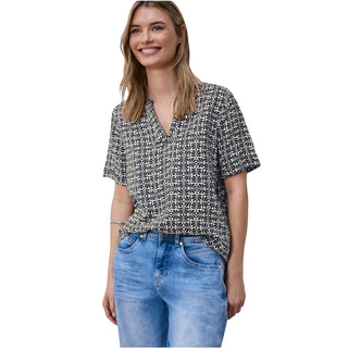 Blaue Viskose-Bluse