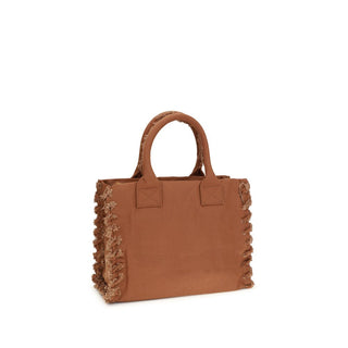 Bolso de hombro de algodón marrón