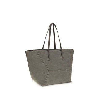 Brown Cotton Shoulder Bag