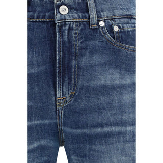 Blue Cotton Bootcut Jeans