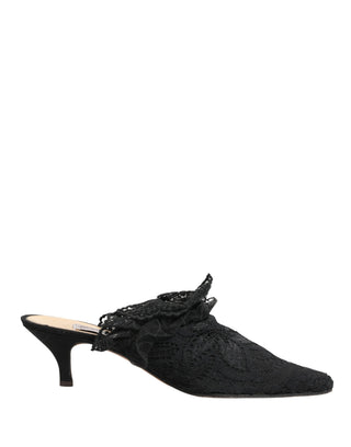 Black Lace Heels Sandals Shoes