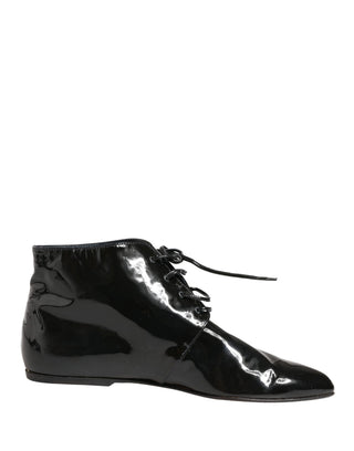 Black Leather AnkleBoots Shoes