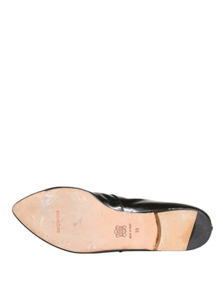 Black Leather AnkleBoots Shoes