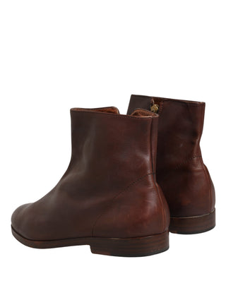 Braune Leder Flache Biker Stiefeletten