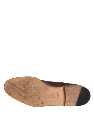 Braune Leder Flache Biker Stiefeletten