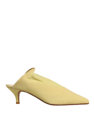 Gelbe Wildleder-Mules mit Absatz