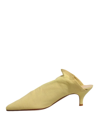 Gelbe Wildleder-Mules mit Absatz