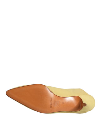 Gelbe Wildleder-Mules mit Absatz