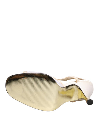 Weiße Satin Slingback Pumps
