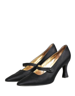 Schwarze Satin Mary Jane Pumps