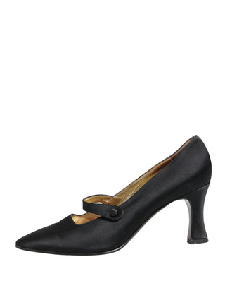 Schwarze Satin Mary Jane Pumps