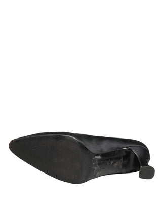 Schwarze Satin Mary Jane Pumps