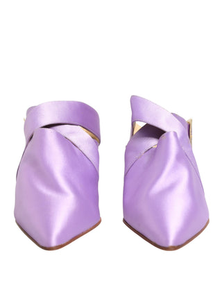 Lila Satin-Sandalen-Schuhe