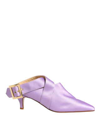 Lila Satin-Sandalen-Schuhe