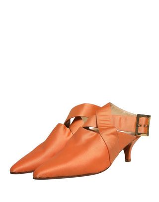 Orangefarbene Satin-Sandalen Schuhe